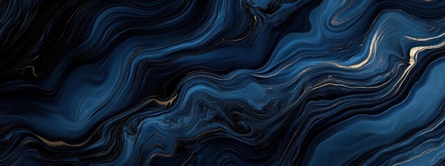 Dark Blue Marble Liquid Art Background