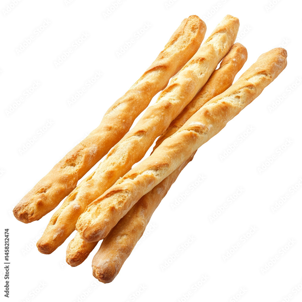Poster delicious goldenbrown breadsticks arranged neatly on a transparent background ready to be enjoyed fo