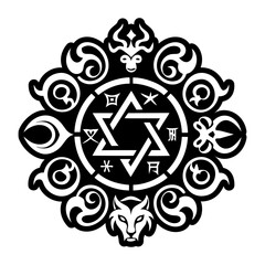 A glyph style icon depicting hebrew zodiac sign