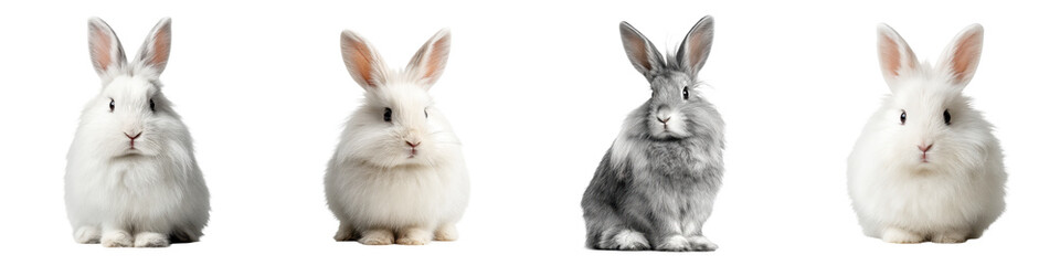 Group of adorable domestic rabbits or bunnies