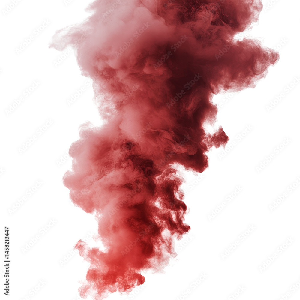 Aufkleber red smoke steam billowing in isolation against a transparent background, creating an abstract visual