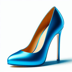 Elegant High Heel Shoe Isolated Object - Vibrant Blue Fashion Item Photo