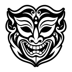 A filled style icon depicting theater mask expression