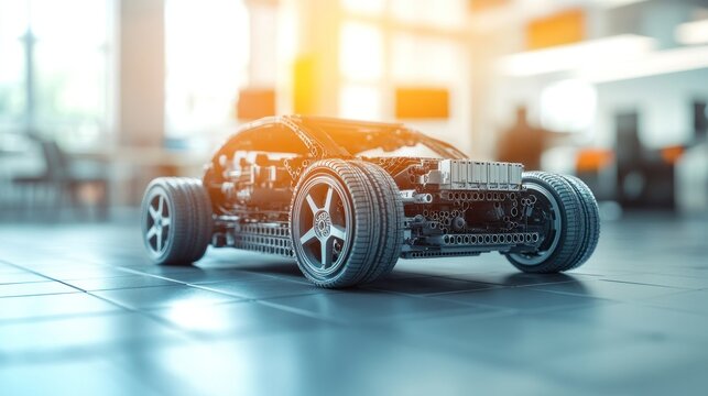 Detailed model car made of building blocks