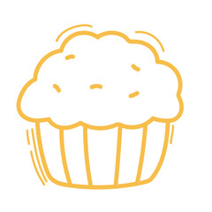 Gold Birthday Cupcake Line Art