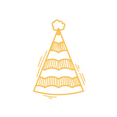 Gold Birthday Hat Line Art