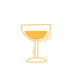 Gold Cocktail Glass Line Art