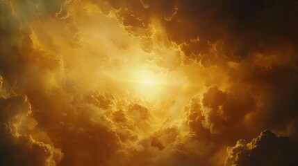 Golden Celestial Burst: A Dramatic Sunrise Through Clouds