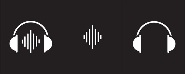 Minimal Headphones Icon with Sound Waves – Vector Illustration 