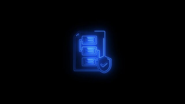 Glowing neon procedure icon.HD motion graphic video animation with neon effects.isolated on a black background.