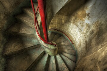 Intricate Spiral Staircase in Old Building