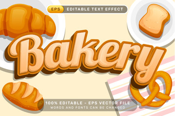 bakery text effect and editable text effect with bread illustration