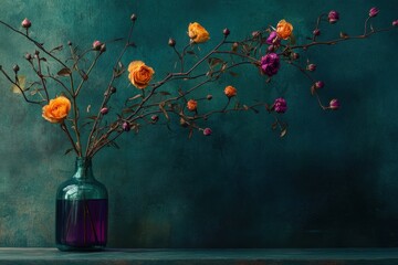 Stunning Dried Roses in a Vase: A Floral Still Life