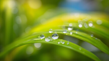 Raindrops falling on green leaves nature scene high-resolution stock photo vibrant environment close-up view