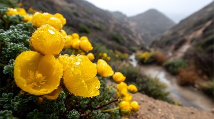 Vibrant wildflowers blooming in a mountain field nature photography scenic environment close-up view