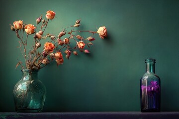 Delicate Dried Roses in a Glass Vase
