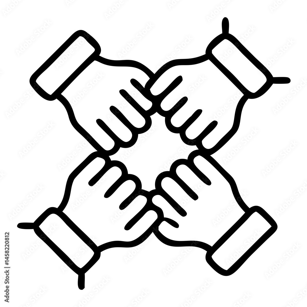 Poster teamwork hands together collaboration unity partnership cooperation support community group hands ic