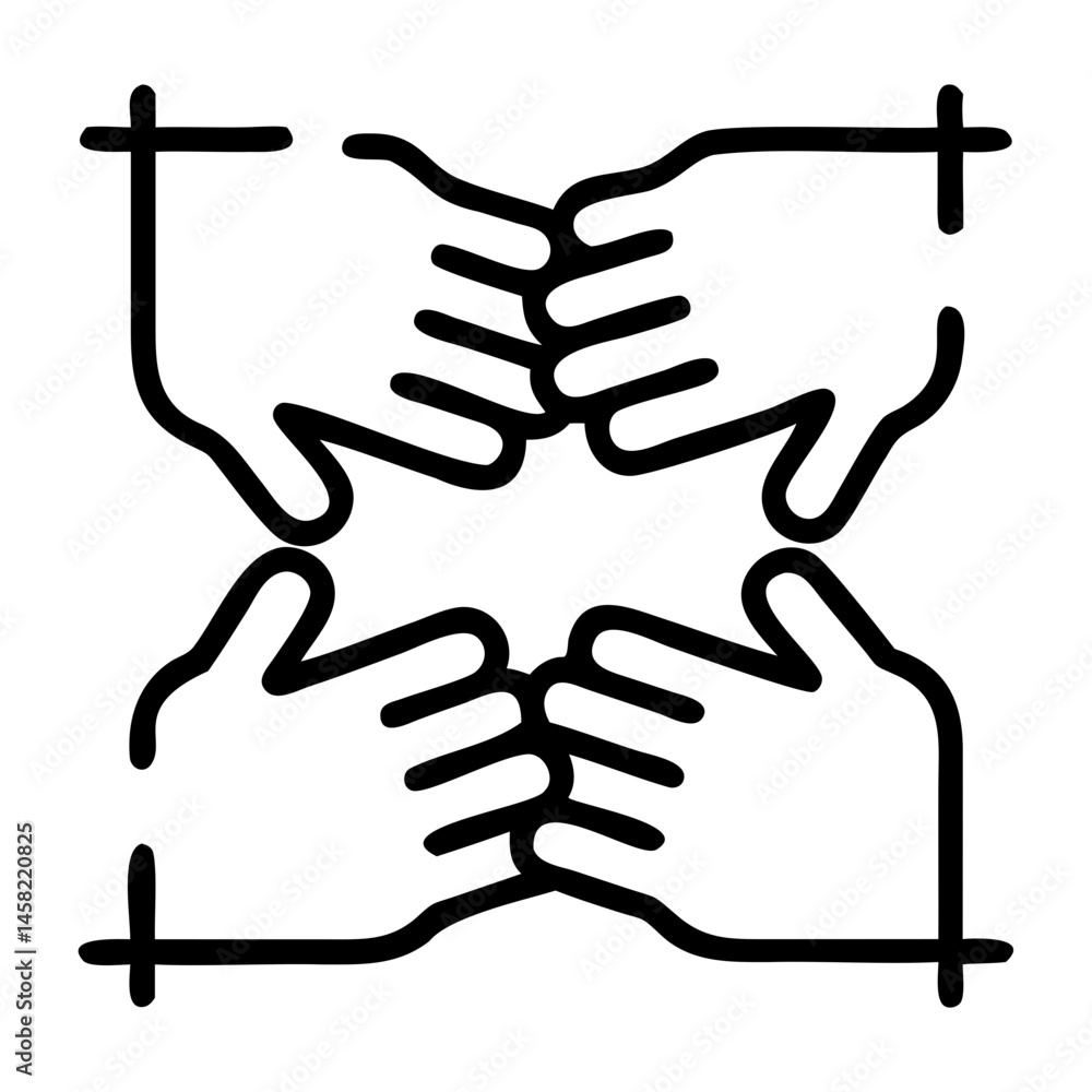 Aufkleber hands together collaboration teamwork partnership cooperation unity support community icon vector de