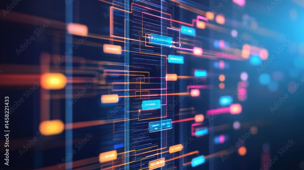 Poster digital data stream abstract network flow visualization