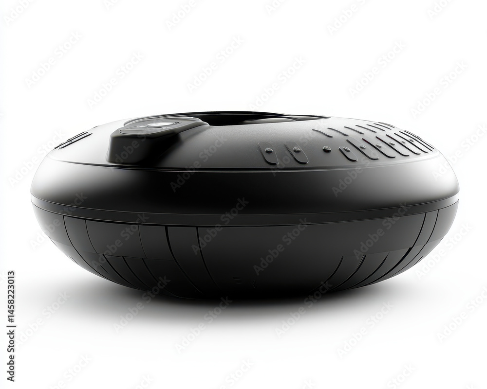 Poster high-quality black elliptical object isolated on white background with detailed surface design