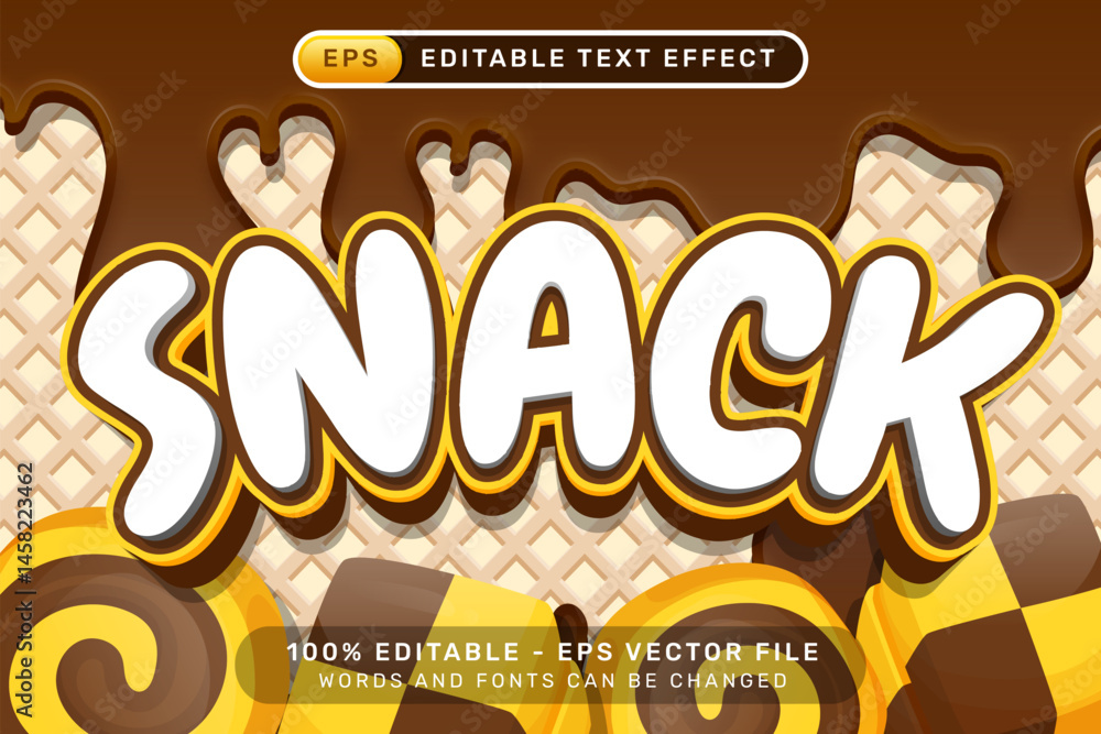 Poster snack text effect and editable text effect with bread illustration