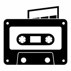 Audio cassette tape vector on white background.
