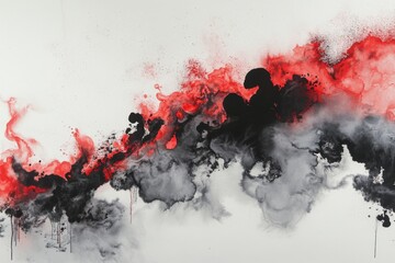 Abstract Red and Black Splatter Art