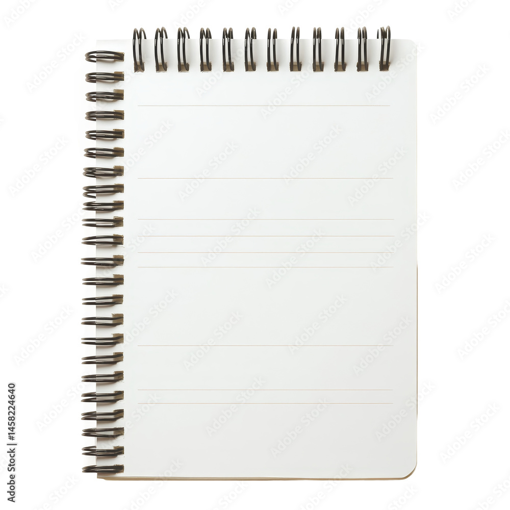 Poster front view of a spring notepad isolated on a transparent background ready for notes and creative wri