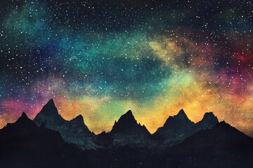 Majestic Mountain Range Under a Starry Night Sky