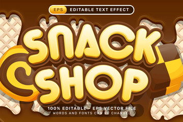 snack shop text effect and editable text effect with bread illustration