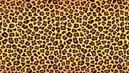 Seamless texture of leopard print with brown spots on a yellow background animal print