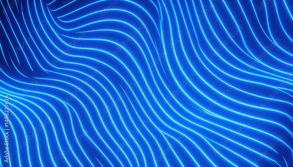 Poster dynamic blue wave patterns abstract digital art graphic design virtual space aesthetic viewpoint vis