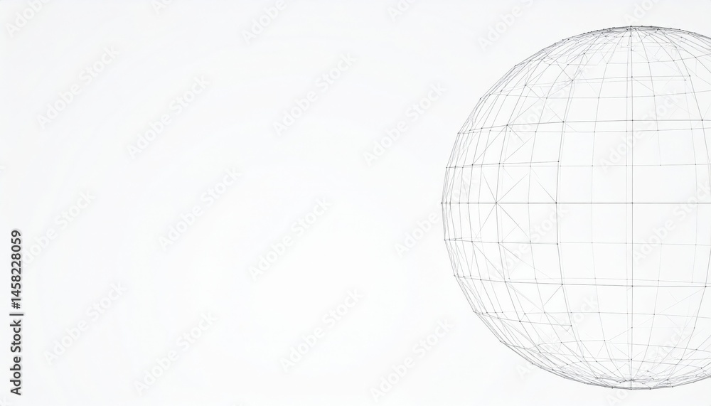 Poster 3d wireframe globe animation digital studio motion graphics minimalist design aerial view global con