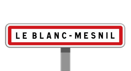 Panneau sur poteau ville Le Blanc-Mesnil, Seine-Saint-Denis, Île-de-France