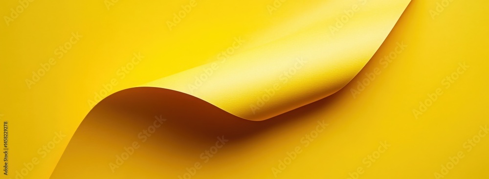 Poster yellow paper with a curled corner creating a sense of depth and dimensional design