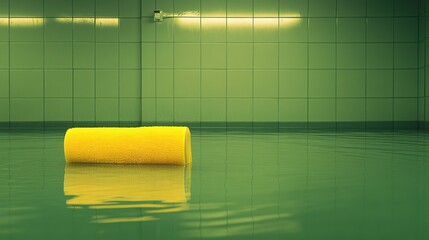 Obraz premium Mopping up deep floodwater in a basement or electrical room after a leak. Concept Flooded Basement, Water Damage Cleanup, Leaking Pipes, Electrical Hazards, Emergency Restoration