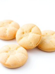 Traditional brazilian polvilho or starch biscuit isolated over white background