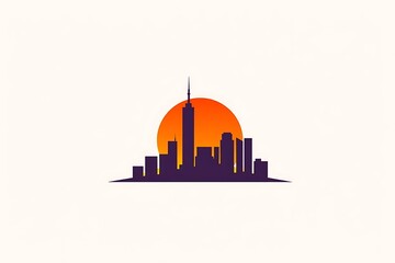 Obraz premium Minimalist Sunrise Cityscape Logo