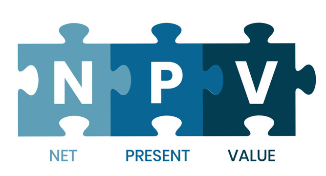 NPV - net present value. acronym business concept. vector illustration concept with keywords and icons. lettering illustration with icons for web banner, flyer, landing page, presentation