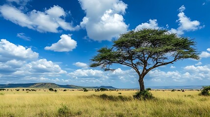 Obraz premium Lone acacia with African savanna. (10)