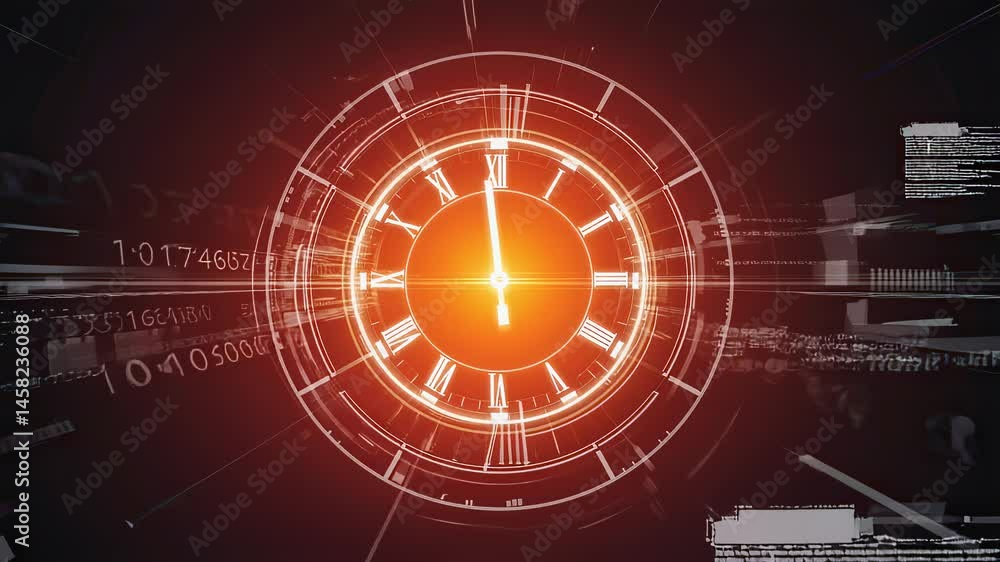 Poster abstract clock with digital elements