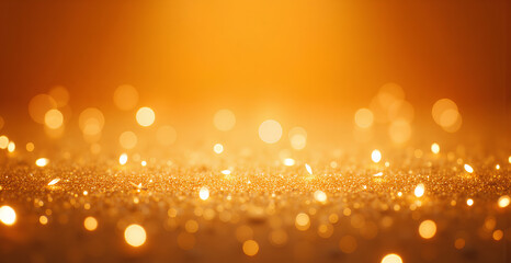 gold glitter background with bokeh lights and copy space for christmas or birthday