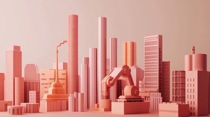 Abstract Coral Cityscape: Robotic Automation in a Minimalist Urban Environment