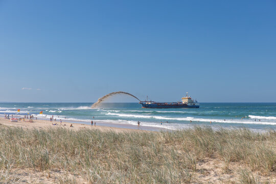 Dredging Barge Pumps Sand - Recovery from Tropical Cyclone Alfred