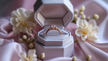 ヴィンテージ風ローズゴールドリングとエレガントなジュエリーボックス