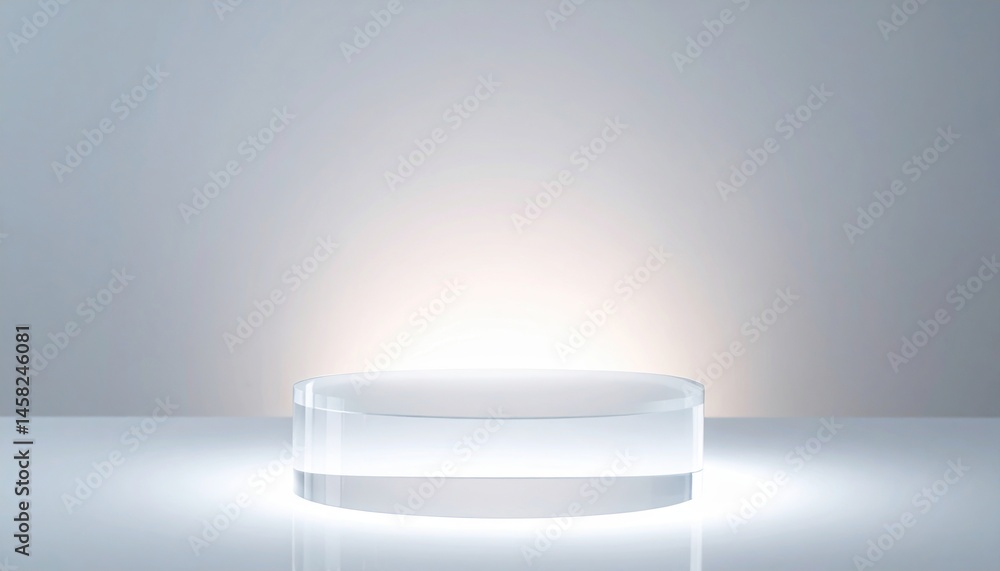 Poster Illuminated display platform studio space product showcase minimalist environment eye-level view modern design concept