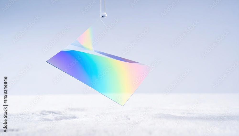 Poster captivating light reflection on prism minimalist studio digital art clean environment aerial view co