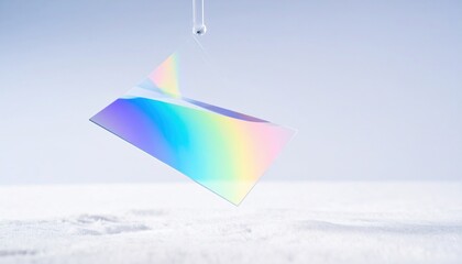 Captivating light reflection on prism minimalist studio digital art clean environment aerial view color spectrum exploration