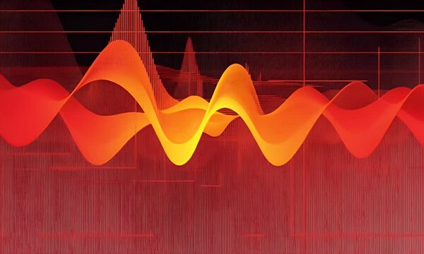 Abstract graphic of vibrant orange and red waves