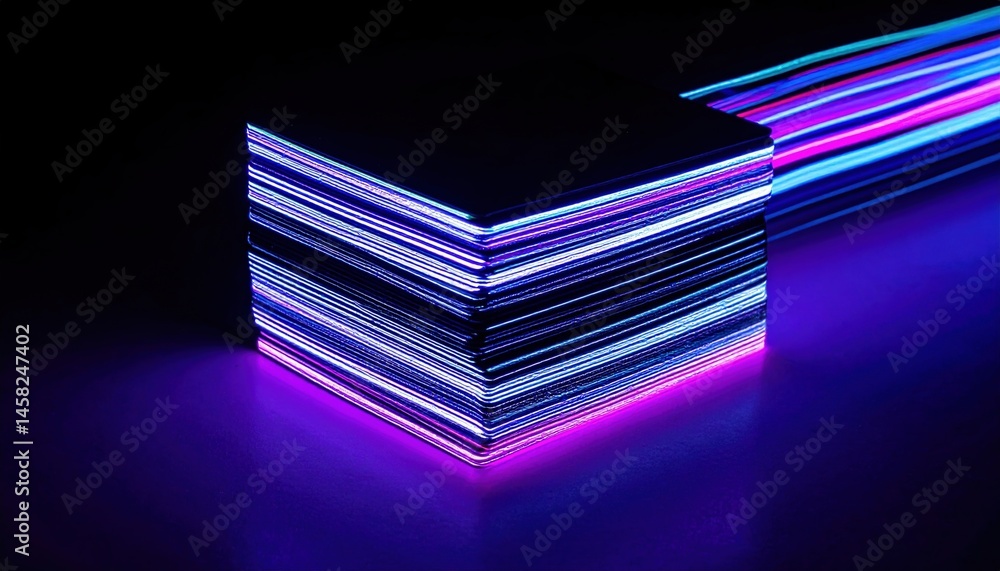 Poster dynamic light trails displaying vibrant colors studio setting abstract art dark environment close-up